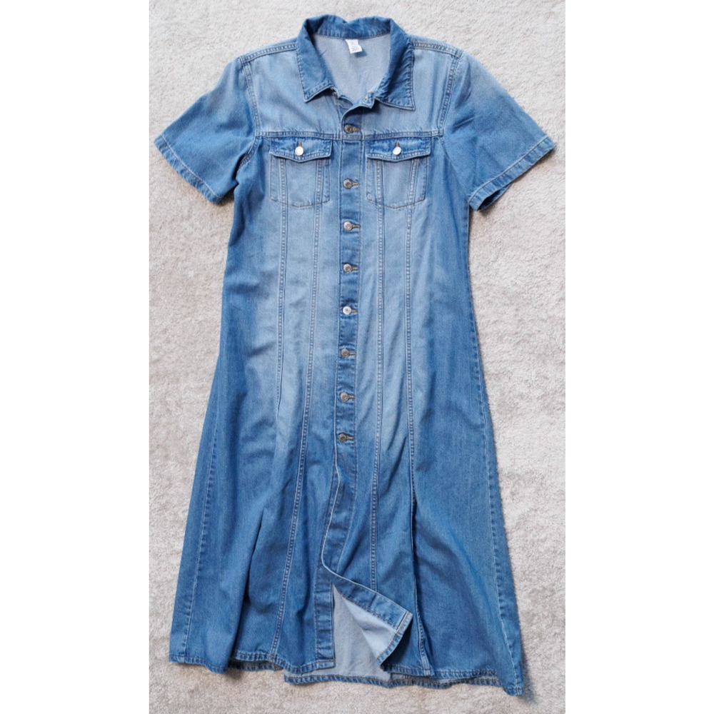 H&M Blue Denim Midi Shirt Dress